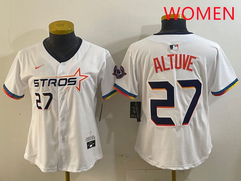 Women Houston Astros #27 Altuve White Fourth generation Joint Name 2025 Nike MLB Jersey style 8->women mlb jersey->Women Jersey